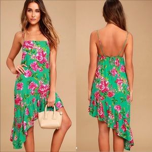 Lulu’s Asymmetrical Floral Dress Ruffle Hem